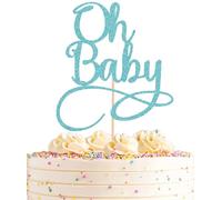 AHAORAY Oh Baby Cake Topper - Sky Blue Baby Birthday Party Cake Decoration Supplies, for Baby Shower/Gender Reveal Party Photo Booth Props