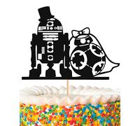 AHAORAY R2D2 BB8 Cake Topper - Glitter Black, 1 Each, Wedding, Engagement, Anniversary, Halloween