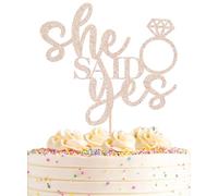 AHAORAY She Said Yes Cake Topper Rose Gold Glitter Engagement Party Decor