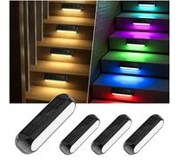 Ahaorigin Solar Outdoor Lights for Deck 4 Pack, Upgraded RGB Solar Fence Lights with Color Changing & Warm White Mode, Waterproof LED Solar Powered Light for Yard, Wall, Stairs, Pool and Step Decor
