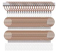 AHAQU 100 Pack Metal Curtain Rings, 38mm Internal Diameter Curtain Pole Rings, Smooth Glider Curtain Rail Hanging Rings, Heavy Duty Drapery Rings with Plastic Hooks- Antique Copper