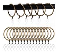 AHAQU 100 Pack Metal Curtain Rings, 45mm Internal Diameter Curtain Pole Rings, Smooth Glider Curtains Rail Hanging Rings, Heavy Duty Drapery Ring with Plastic Hooks- Antique Bronze