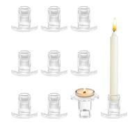 AHAQU 10PCS Glass Candle Holder, Clear Candlestick Holders, Taper Candle Sticks Holder for Wedding, Candlelight Dinner, Fireplaces, Banquet Table Centerpiece, Home Decor
