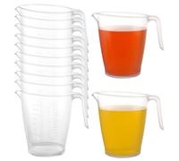 AHAQU 12PCS Plastic Measuring Jugs, 1L/35OZ Lightweight Clear Measuring Jug, Stackable Measuring Jugs with Measuring Scale and Handle for Kitchen Baking