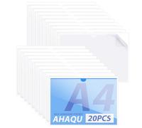 AHAQU 20PCS A4 Self-Adhesive Pocket, Transparent Plastic Filing Holder Permit Holders, Sticky Document Enclosed Wallet Sleeves Label Holders for Home, Office, School and Travel- Horizontal