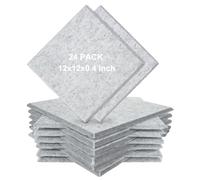 AHAQU 24PCS Self-Adhesive Sound Proofing Panels, 30x30x0.9cm/12x12x0.4 Inch High Density Square Acoustic Panels, Sound Absorbing Panels for Recording Studio, Office, Wall Decoration- Gray