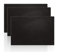 AHAQU 3PCS Bar Mat, Rubber Bar Service Mat, 12" x 17" Black Non Slip Rubber Bar Mats, PVC Whiskey Beer Coffee Glass Spill Mats for Coffee Bars Kitchen Restaurants Counter