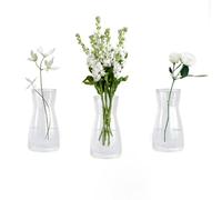 AHAQU 3PCS Clear Flower Vase, 20cm Glass Vase, Glass Vases for Flowers, Modern Vases for Home, Living Room, Office, Wedding Decor