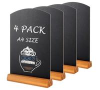 AHAQU 4PCS A4 Chalkboard, 11.8 x 8.6 Inch Tabletop Blackboard with Stand, Menu Chalk Board Sign for Wedding, Bar, Restaurant, Party