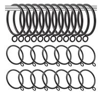 AHAQU 50 Pack Metal Curtain Rings, 45mm Internal Diameter Curtain Pole Rings with Fixed Eyelets, Smooth Glider Curtains Rail Hanging Ring, Heavy Duty Drapery Ring- Black