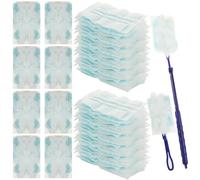 AHAQU 50PCS Flash Dust Magnet, Fluffy Duster Refills, Flash Duster Refills with Extendable Pole, Flash Dust Magnet Refill, Refill Duster for Cleaning- Blue