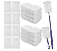 AHAQU 50PCS Flash Dust Magnet, Fluffy Duster Refills, Flash Duster Refills with Extendable Pole, Flash Dust Magnet Refill, Refill Duster for Cleaning- White