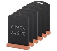 AHAQU 6PCS A4 Table Top Chalkboard, 30x21cm/11.8x8.2 Inches Double Sided Blackboard with Stand, Menu Chalk Board Sign for Wedding, Bar, Restaurant, Party