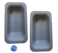 AHASON'S 2 Pack Over The Sink Colander Extendable Baske & Wash Vegetables and Fruits, Drain Cooked Pasta (Grey)