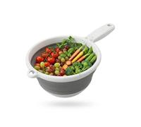 AHASON'S Large 22cm Collapsible Colander with Handle Foldable Silicone Kitchen Sieve & Strainer Basket for Pasta, Vegetable, Fruit - Space Saving, BPA Free, Dishwasher Safe Food Grade Drainer