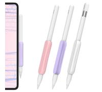 AhaStyle 3 Pack Silicone Grips for Apple Pencil, Apple Pencil Pro and 2nd Generation Holders - Ergonomic Design, Protective Sleeve Compatible with iPad (White, Lavender, Pink)