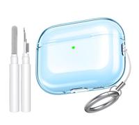 AhaStyle Clear Airpods Pro 3 Case Cover Accessories | Anti-Yellowing, with Cleaner Kit/Carabiner, Front LED Visible, Shockproof, Full Protection, Soft TPU, Wireless Charging
