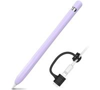 AHASTYLE Silicone Case for Apple Pencil 1st Gen [Added Cable Adapter Tether] Anti-slip Protective Case Compatible with Apple Pencil 1st Gen (1 Pack, Lavender)
