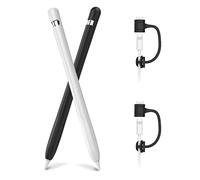 AHASTYLE Silicone Case for Apple Pencil 1st Generation [Added Cable Adapter Tether] Anti-slip Apple Pencil Cover Protective Case Compatible with Apple Pencil 1st Gen (2 Pack, Black & White)