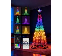 AHAWILL 6FT Christmas Cone Tree,Smart RGB LED Lights with App & Remote Control,Music-synced and DIY Multicolor String Lights,Indoor & Outdoor Waterproof Christmas Decoration Lights for House