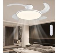 AHAWILL Retractable Ceiling Fan with Lights, 42 Inch Low Profile Ceiling Fan with Remote Control, Retractable Blades, Full Spectrum Dimmable Modern Fandelier for