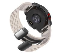 ahayo Air-holes Silicone Watch Strap with Fold-over Magnetic Closure for Garmin epix Pro 42mm / Fenix 7S / Fenix 6S / Instinct 2S, Quickfit 20mm Soft Sport Wristband for Descent Mk2S (Starlight)