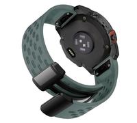 ahayo Quickfit 26mm Air-holes Silicone Watch Strap with Fold-over Magnetic Closure for Garmin epix Pro 51mm / Fenix 7X / Fenix 6X / Instinct 2X, Soft Sport Wrist Band for Fenix 5X / Enduro (Green)