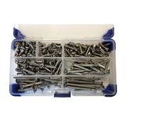 AHC K-10075 310 Piece No 8 Stainless Steel Pozi Countersunk Head Self Tapping Screws Assorted Lengths, Grey, No.8 (4.2mm), Set of 310