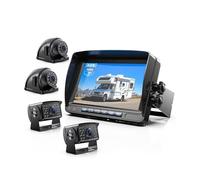 AHD Backup Camera Loop Recording 7" Monitor with 4 Cameras IR Night Vision Waterproof Camera with Parking Lines for Bus/Truck