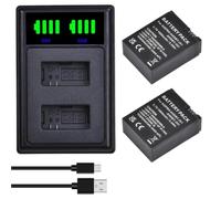 AHDBT-301/302 Camera Battery +USB Charger | 3.7V, 1600mAh, 5.9Wh, Compatible with GoPro Hero3/3 Black Edition/White Silver Edition/HD Camcorder(2 Battery 1 Charger)