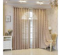 AHDFY White Sheer Curtains 2 Panels Set, Cotton Lace Light Filtering Voile Drapes, Modern Farmhouse Boho Semi Sheer Window Treatments for Living Room Bedroom Patio,Brown,140x260cm/55x102in