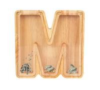 AHDFY Wooden Letter Money Box, Letter A-Z Transparent Money Bank, Saving Coins Cash Change, Home DIY Decor, for Kids Persona Piggy Bank, Wood Money Save Box Creative Gift,M