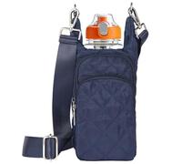 Ahdoma Water Bottle Holder with Strap Water Bottle Carrier Quilted Puffer Crossbody Sling Purse Hydro Bag for Women Walking Hiking, Navy, Fits 16-40 oz Bottles, Fashion