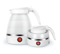 AHDXKUE Foldable Electric Kettle, 600ML Silicone Mini Portable Travel Tea Maker with Separable Power Cord for Outdoor Hiking, White