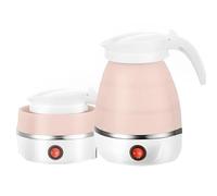 AHDXKUE Foldable Electric Kettle, Travel Kettles Electric Small, 600ML Silicone Mini Kettle Portable Kettle, Tea Coffee Maker, Travel Kettles with Separable Power Cord for Outdoor Hiking Camping, Pink