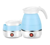 AHDXKUE Foldable Electric Kettle, Travel Kettles Electric Small, 600ML Silicone Mini Kettle Portable Kettle, Tea Coffee Maker, Travel Kettles with Separable Power Cord for Outdoor Hiking, Blue