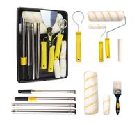 AHDXKUE Paint Roller Set, Paint Rollers and Trays Sets with 5 Roller Sleeve, Roller Sets for Painting with Extension Pole, Microfiber Roller Cover for Painting Walls, Ceiling, Doors, Trim (12PCS)