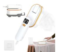 AHDXKUE Travel Steamer for Clothes Portable Iron with LCD Screen, 180°Folding Handheld Travel Iron, 1300W Powerful Clothes Steamer 3 Steam Levels 10S Fast Heat-up for Travel, Home, Office (White)