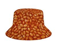 Ahdyr Baked Beans Bucket Hat Fashion Retro Print Seaside Beach Travel Sun Protection Men and Women in General