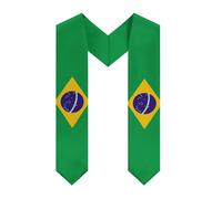 Ahdyr Brazil Flag Graduation Stole Graduation Sash Scarf Graduation Shawl for Study International Students