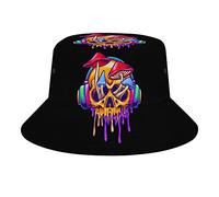 Ahdyr Funky Psychedelic Skull Mushroom Bucket Hats Unisex Beach Travel Hat Outdoor Fishing Cap for Women Men