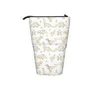 Ahdyr Gold Origami Dinosaurs Telescopic Pencil Case Stand-Up Organizer Cosmetics Pouch Makeup Bag Stationery Pen Case