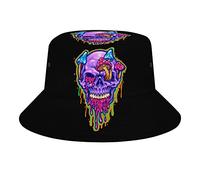 Ahdyr Magic Trippy Skull Mushroom Psychedelic Bucket Hats Unisex Beach Travel Hat Outdoor Fishing Cap for Women Men