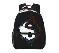 Ahdyr Men Women Lightweight Tai Chi Freeze Water And Flame Yin Yang Black Backpack Large Capacity Carry On Bag With Padded Straps for Sports Work Walking Cycling
