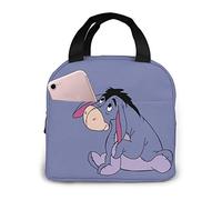 Ahdyr Portable Lunch Bag Eeyore Reusable Insulated Lunch Bag Cooler Tote Box with Front Pocket Zipper Closure for Woman Man Work