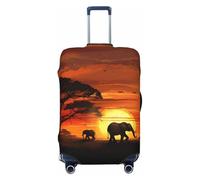 Ahdyr Travel Luggage Cover Suitcase Protector Bag, Elephants Walking Tour Double-Sided Printed Fits 18-32 Inch Luggage, Baggage Covers for Kid and Adult,Large
