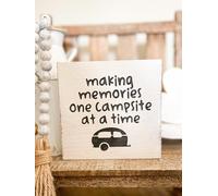 AHEE Camping Home Decor, Camping tin Signs, Making Memories One Campsite At A Time, Small Camping Signs, Farmhouse tin Signs tin Sign Stand Decorative Signs And Plaques 12"" X 12""