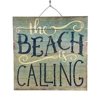 Ahee Funny Metal Sign Tin Sign Imprints Plus The Beach is Calling an Inspirational Distressed Wood Sign, Rustic Home Decor Plaque and Hanger Set. Home Decor Farmhouse Metal Sign Tin Sign 12" X 12"
