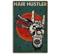 ahee Hairdresser Hair Hustler Poster intage Women Cutter Wall Art Hanging Poster Painting Metal Tin Sign Photography Decor Hair Cut for Salon, Barber Shop 8x12inch