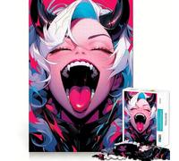 Ahegao Anime Girl Jigsaw Puzzles for Adults1000 Pieces DownTime Game Calm Daily Fun Challenge Nice Art (38x52cm)